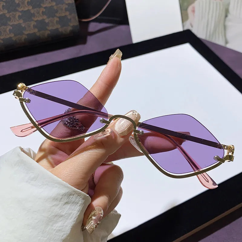 Cat Eye Sunglasses with Gold Metal Frame styleD One Size