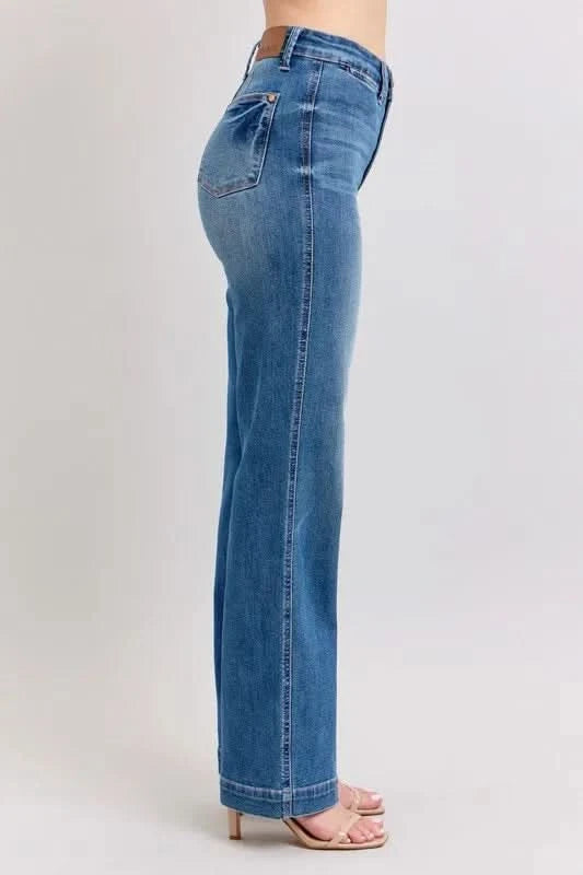 Judy Blue Full Size High Waist Contrast Thread Straight