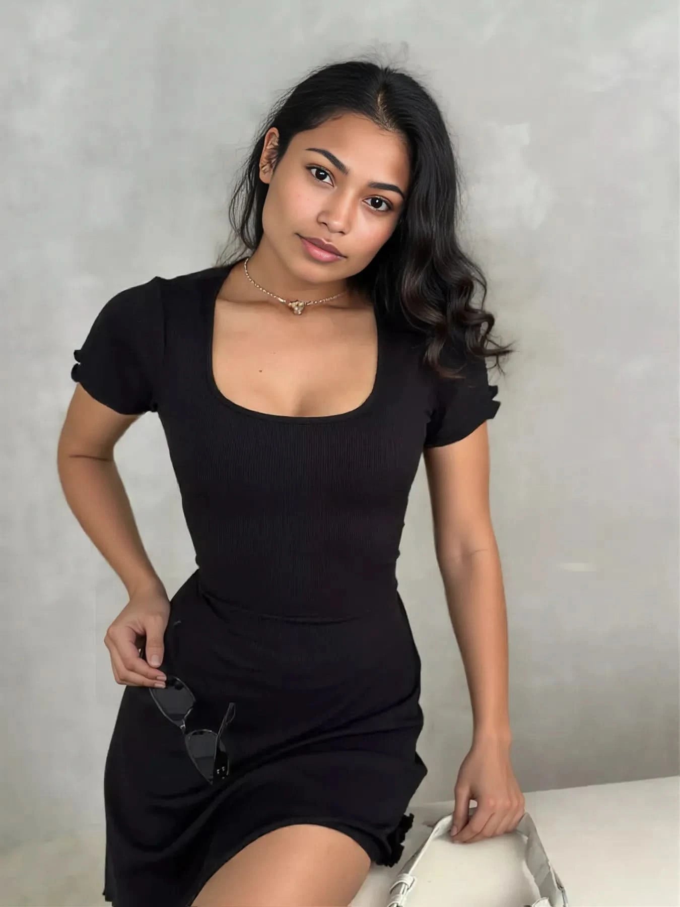 Ribbed Back Lace Up Short Sleeve Mini Dress