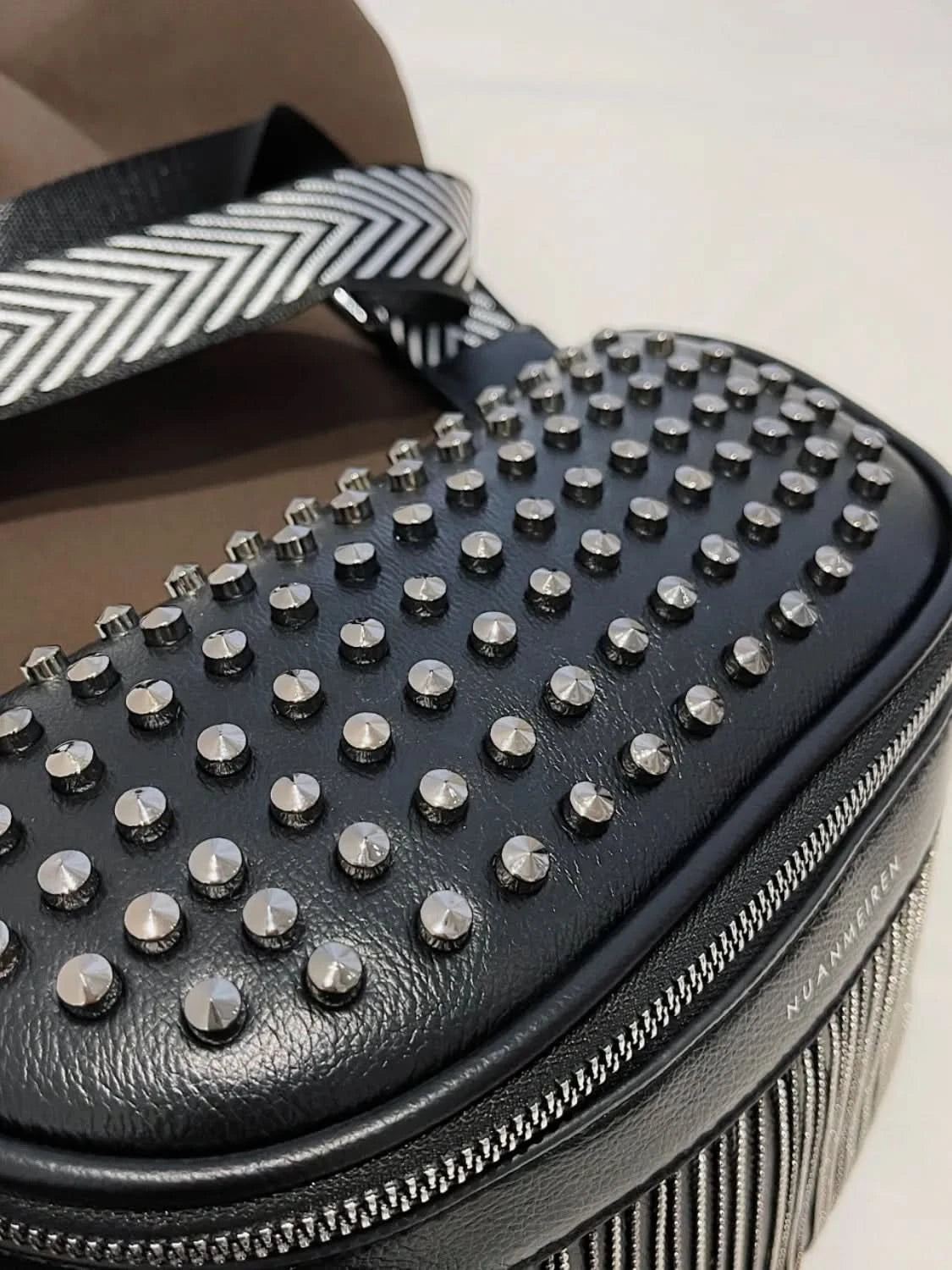 Fringe Studded PU Leather Crossbody Bag