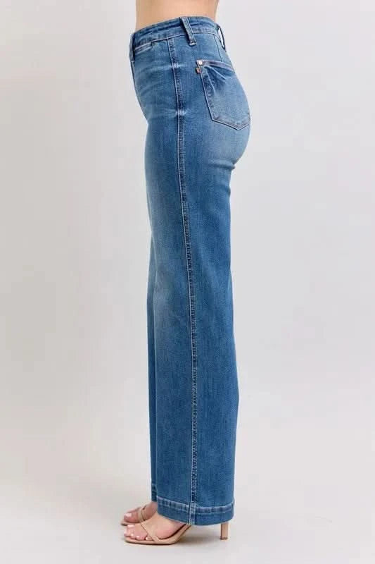 Judy Blue Full Size High Waist Contrast Thread Straight