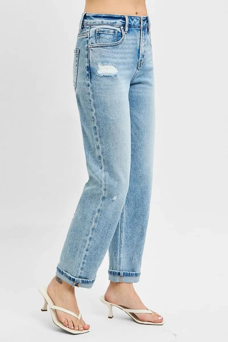 RISEN Full Size High Rise Ankle Boyfriend Distressed Jeans