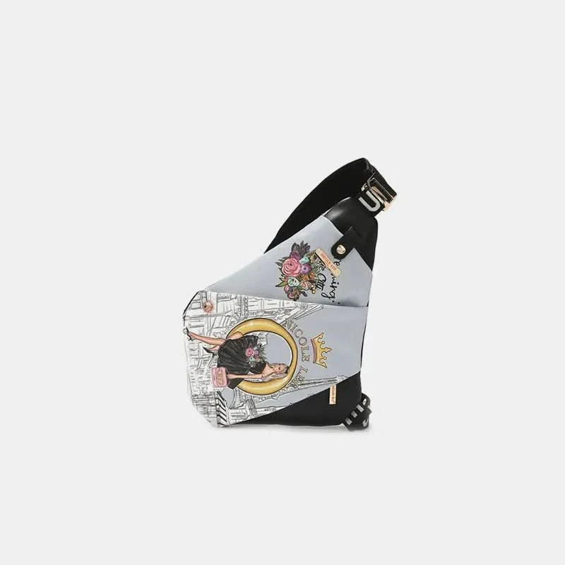 Nicole Lee USA Vegan Leather Leopard & Lip Pattern Crossbody Bag Dreaming the city One Size