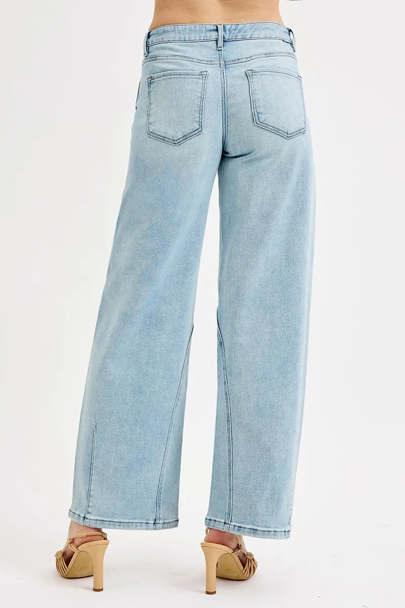 RISEN Full Size Mid Rise Fit Barrel Jeans