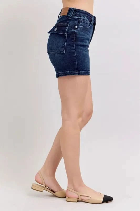 Judy Blue Full Size High Waist Back Flap Pocket Denim Shorts