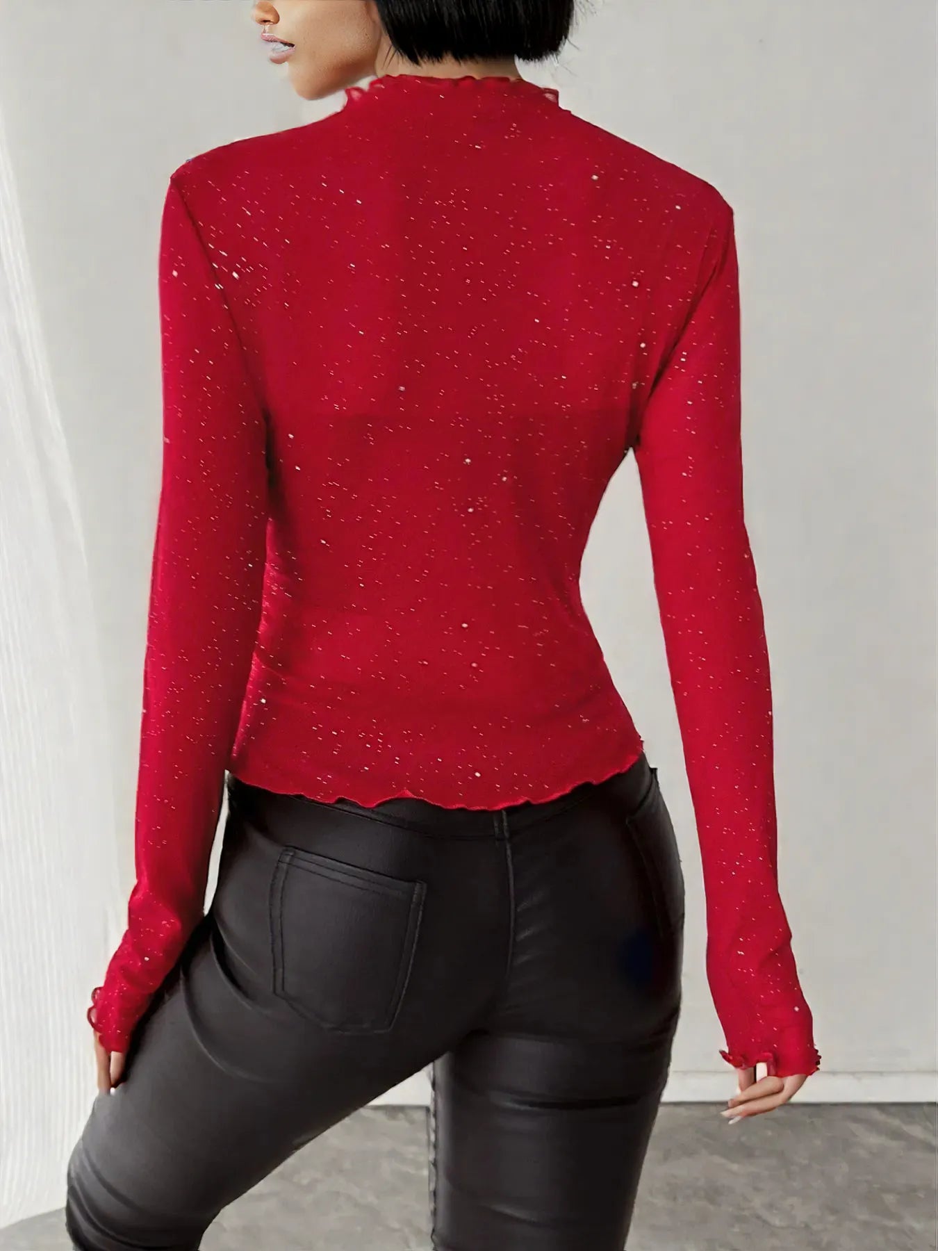 Glitter Long Sleeve Fitted Top