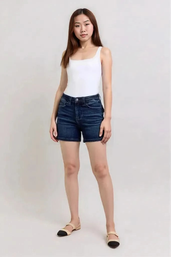 Judy Blue Full Size High Waist Back Flap Pocket Denim Shorts MD