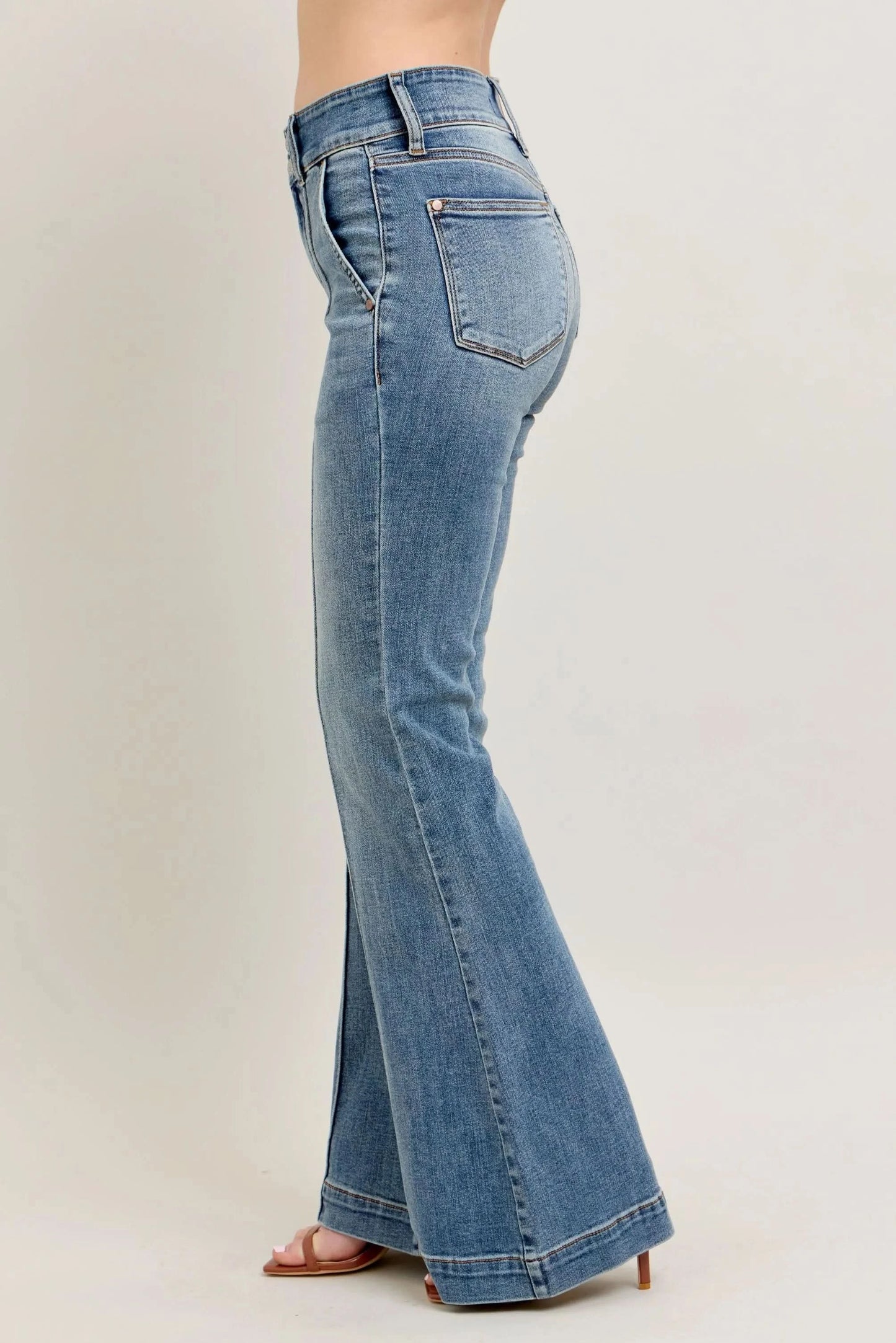 Judy Blue Full Size High-Waist Flare Denim Jeans with Front Seam Detail