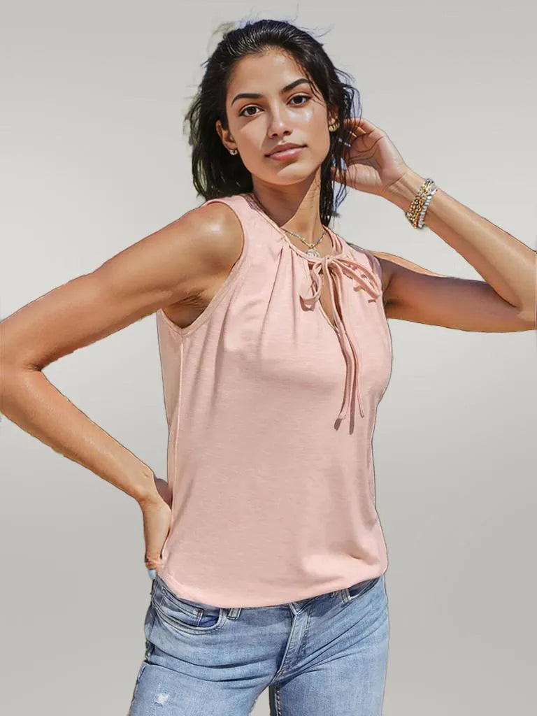 Ivy Lane Solid Tie Neck Tank