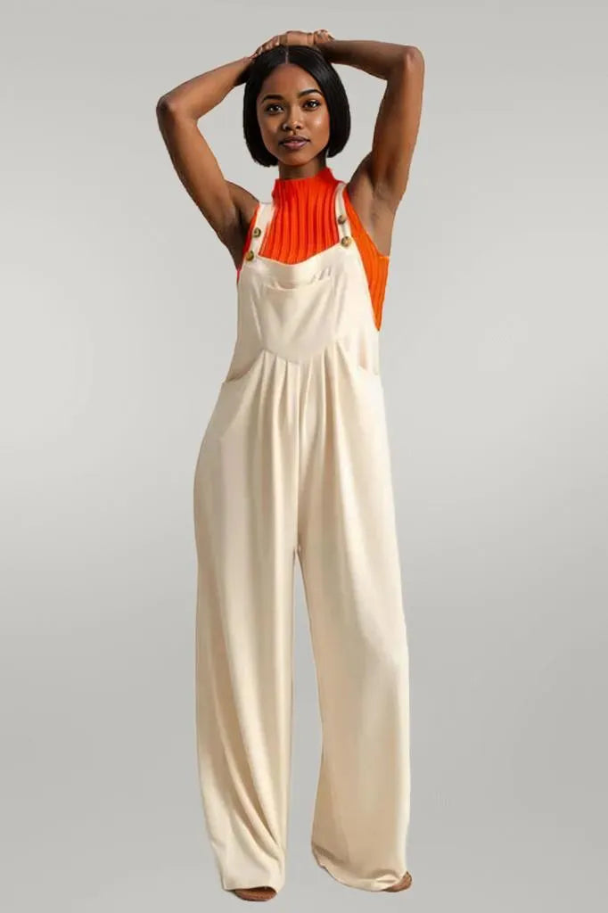 HYFVE Pleated Detail Front Pocket Wide Strap Overalls