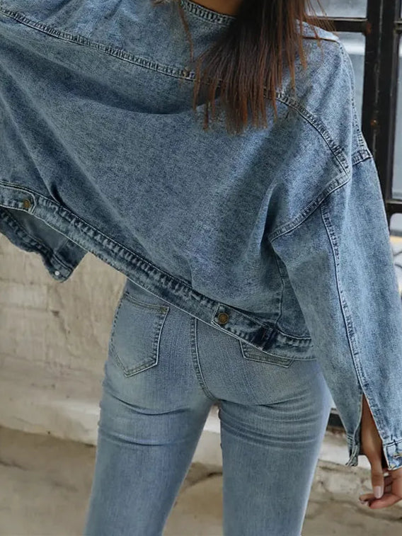 Button Down Drop Shoulder Denim Jacket
