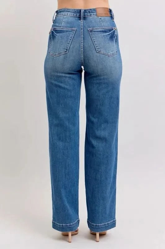 Judy Blue Full Size High Waist Contrast Thread Straight