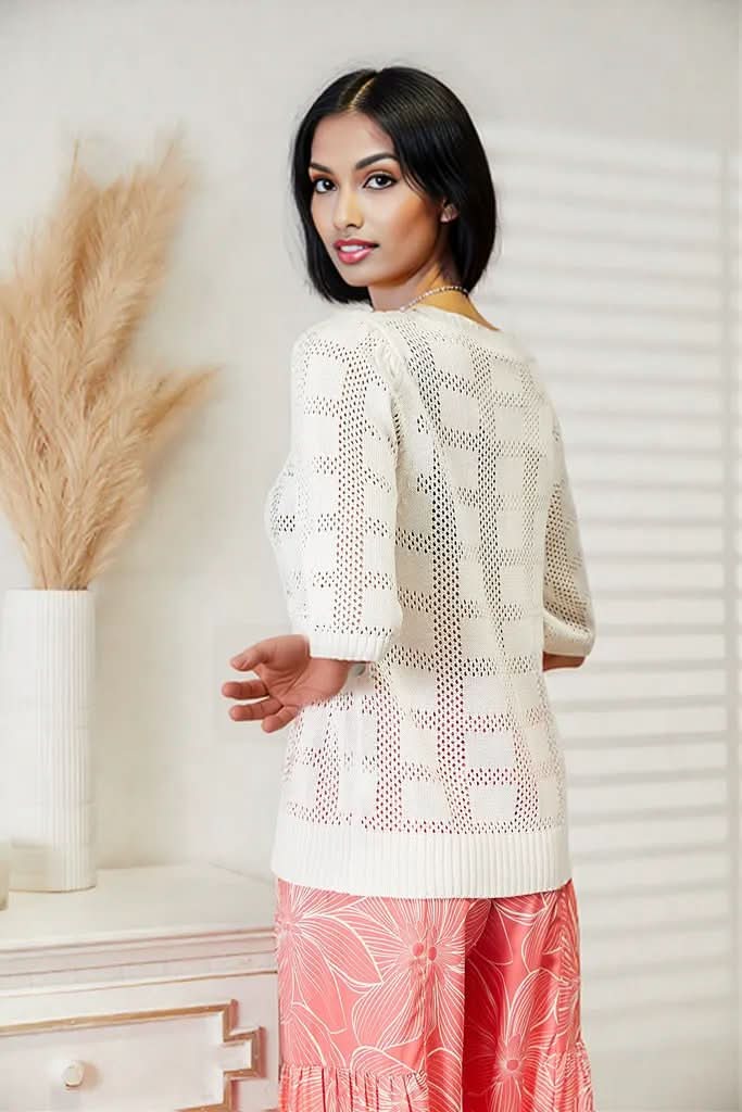 Mandy Ribbed Trim Round Neck Knit Top