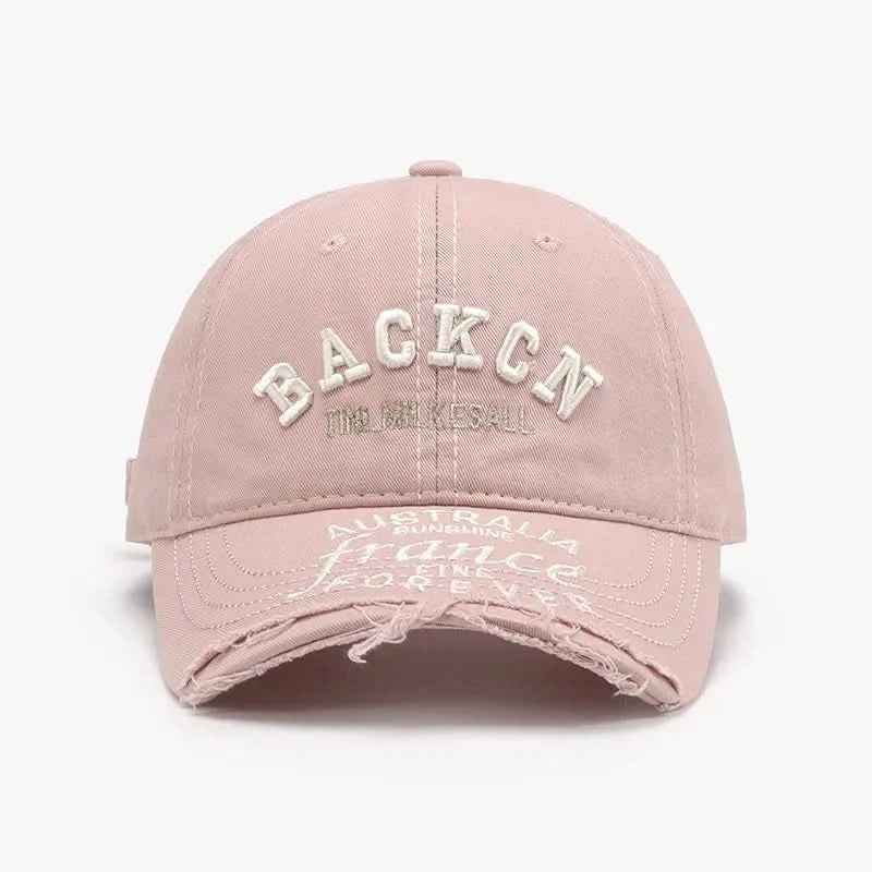 Letter Embroidered Cotton Baseball Cap Blush Pink One Size