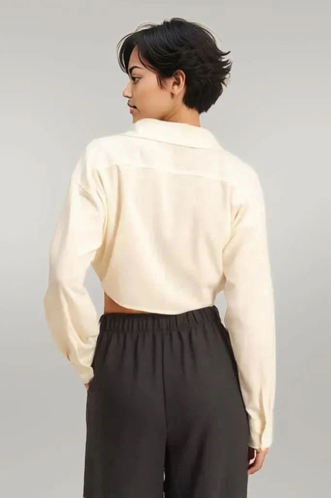 HYFVE Washed Tie Front Crop Top