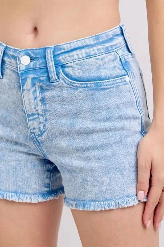 Judy Blue Full Size Mid Rise Garment Dyed Denim Shorts