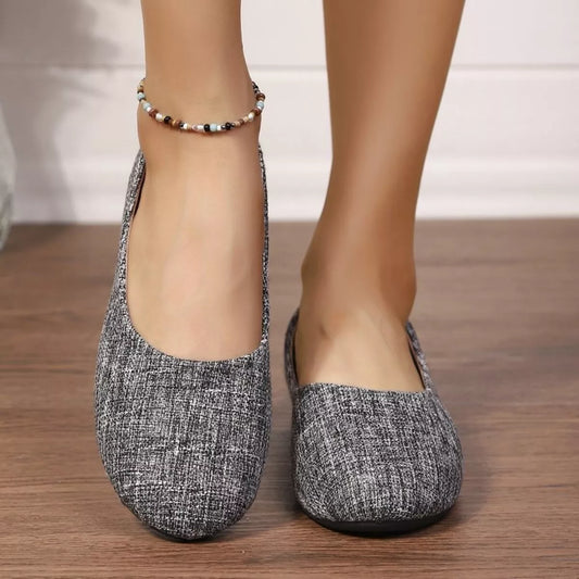 Round Toe Flats Slip-Ons Gray
