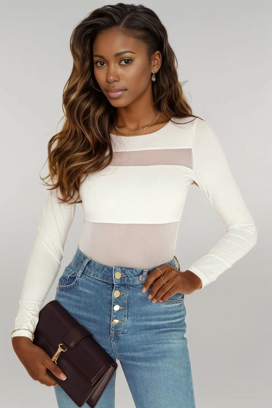 Round Neck Long Sleeve Bodysuit