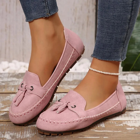 Round Toe Flat Slip-Ons Dusty Pink