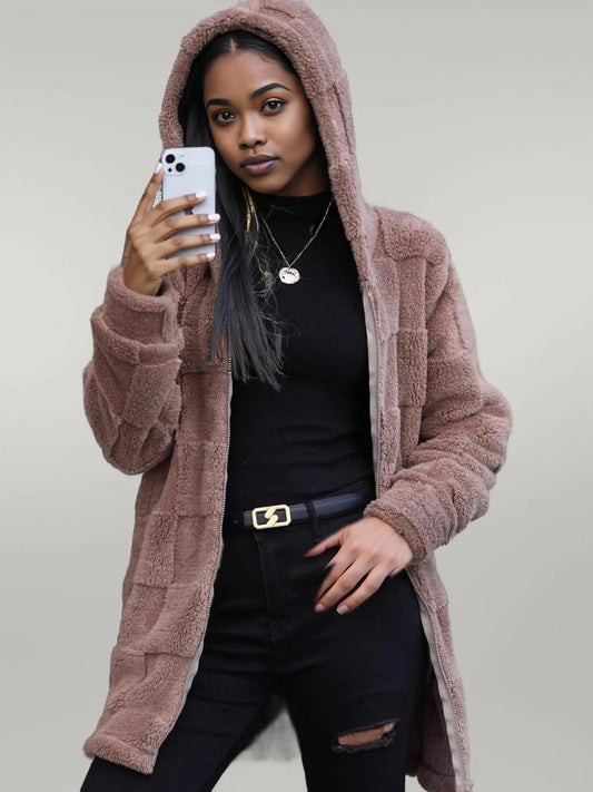 Fleece Zip Up Hooded Outerwear