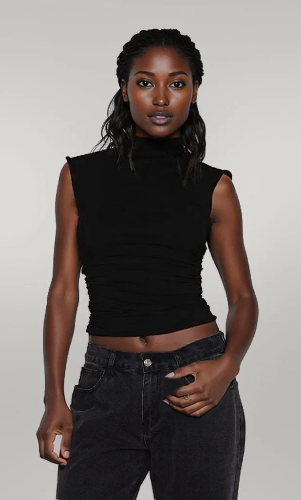 Lovelet Ruched Mock Neck Tank