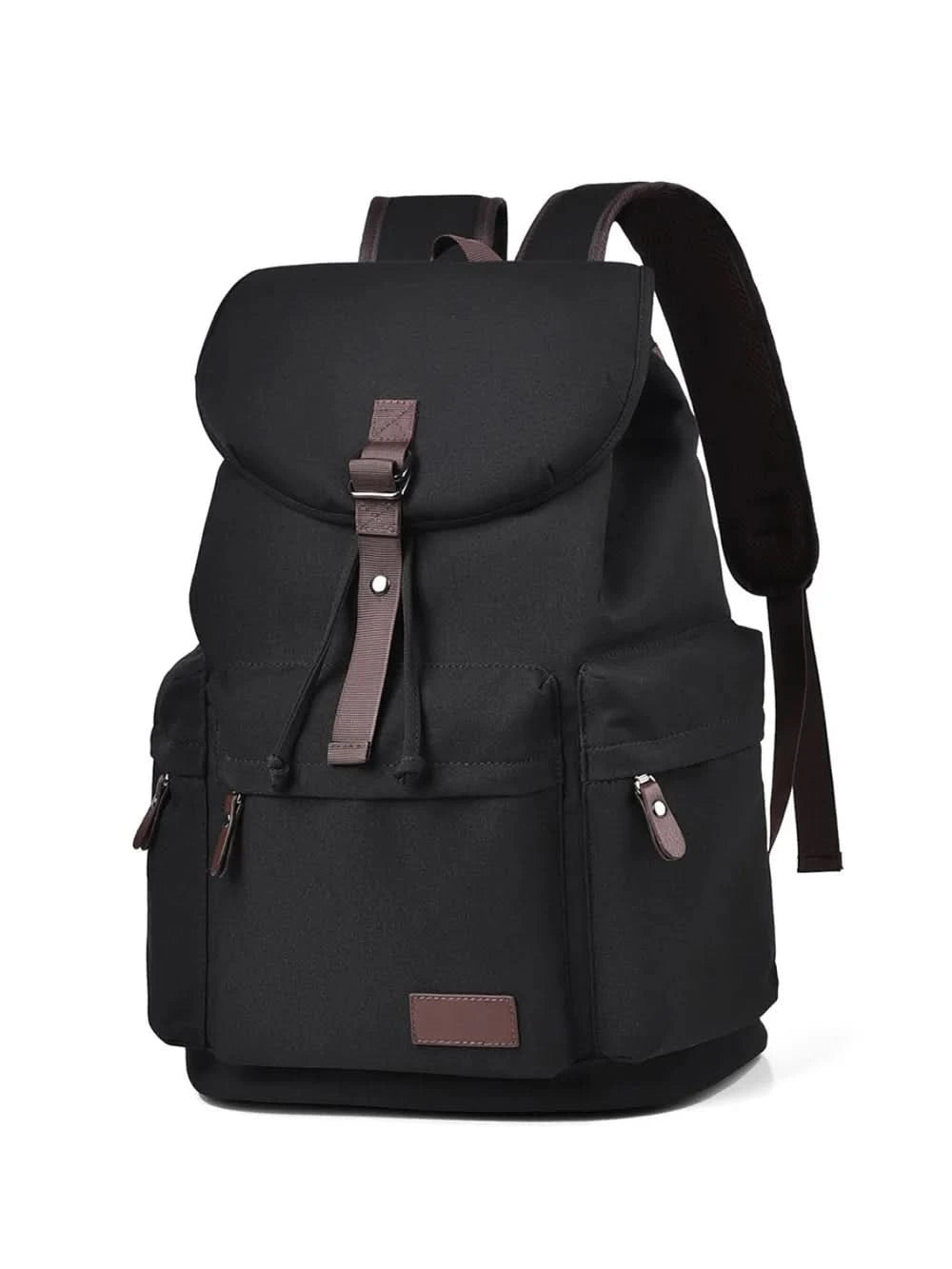 Multi Pockets Adjustable Strap Canvas Backpack Bag Black One Size