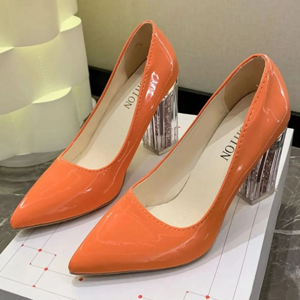 Point Toe Block Heels Pumps