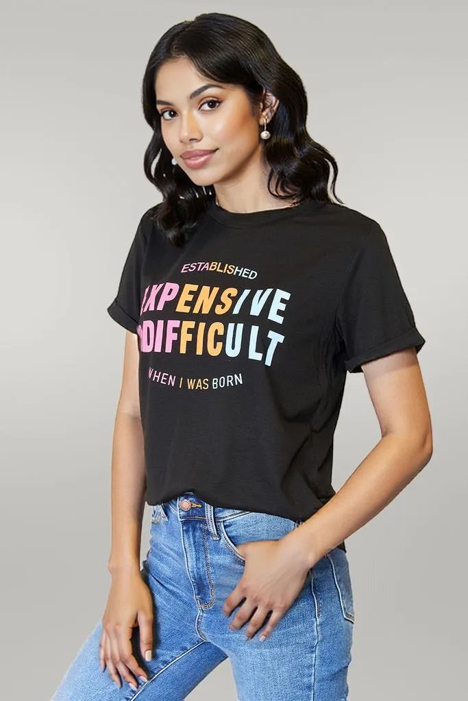 Simply Love Slogan Graphic Cuffed Sleeve T-Shirt