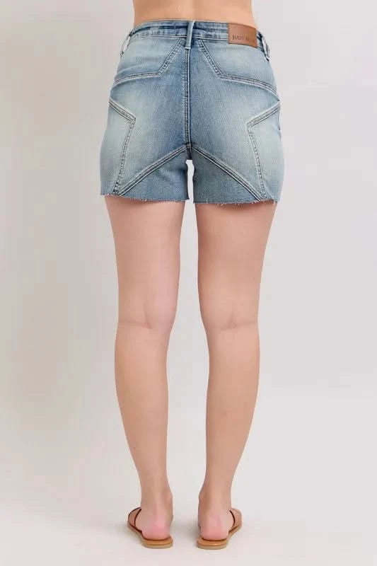 Judy Blue Full Size High Waist Star Seam Detail Denim Shorts