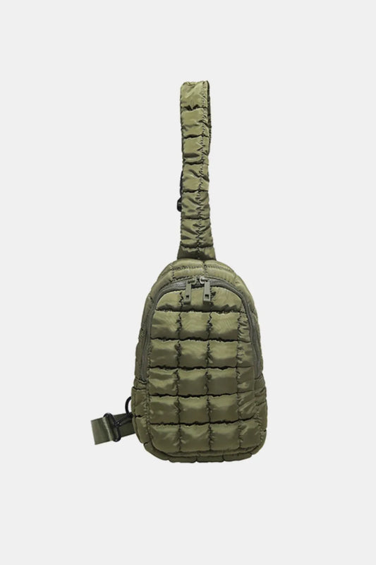 Quilted Nylon Crossbody Bag Army Green One Size