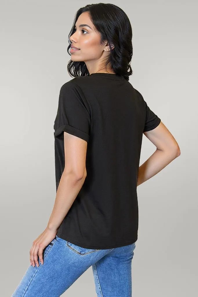 Simply Love Slogan Graphic Cuffed Sleeve T-Shirt