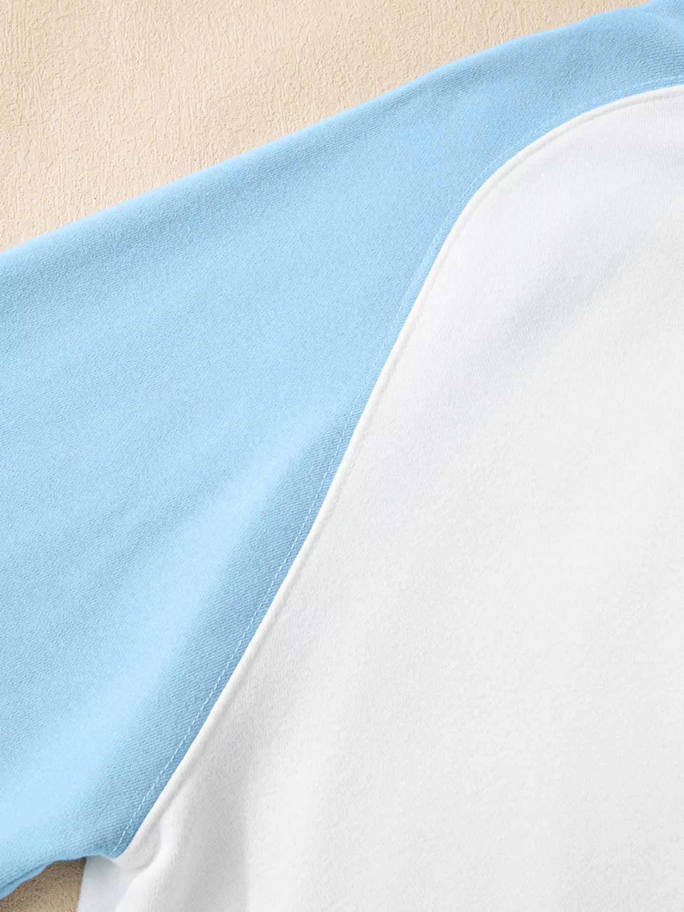 Color Block Snap Buttons Sweatshirt Pastel Blue