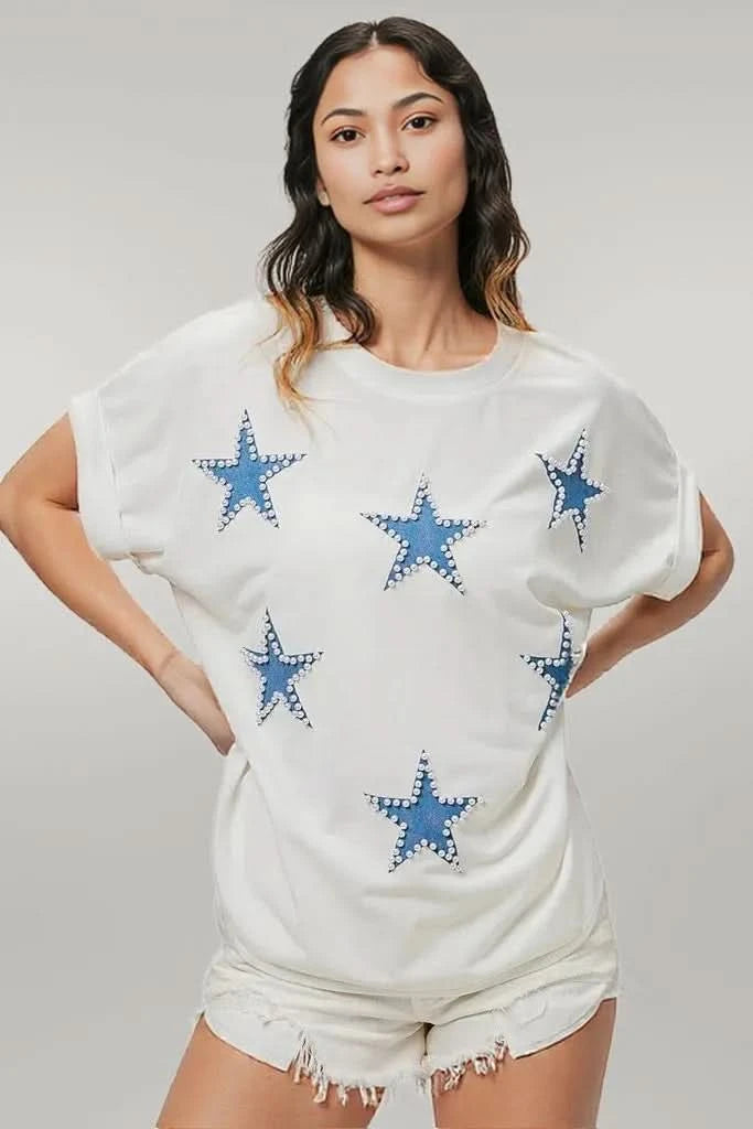BiBi Fourth Of July Terry T-Shirt OFF WHITE