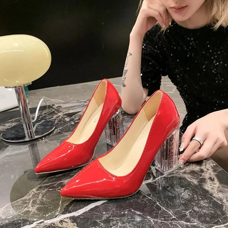 Point Toe Block Heels Pumps