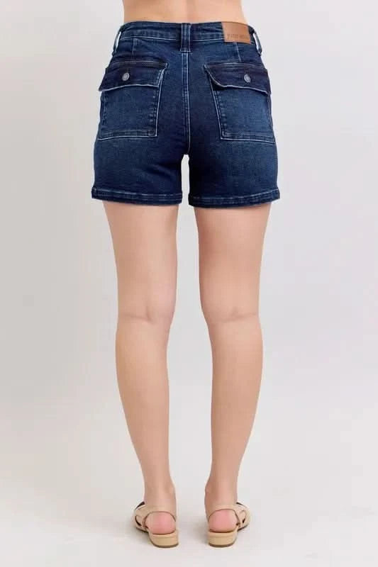 Judy Blue Full Size High Waist Back Flap Pocket Denim Shorts
