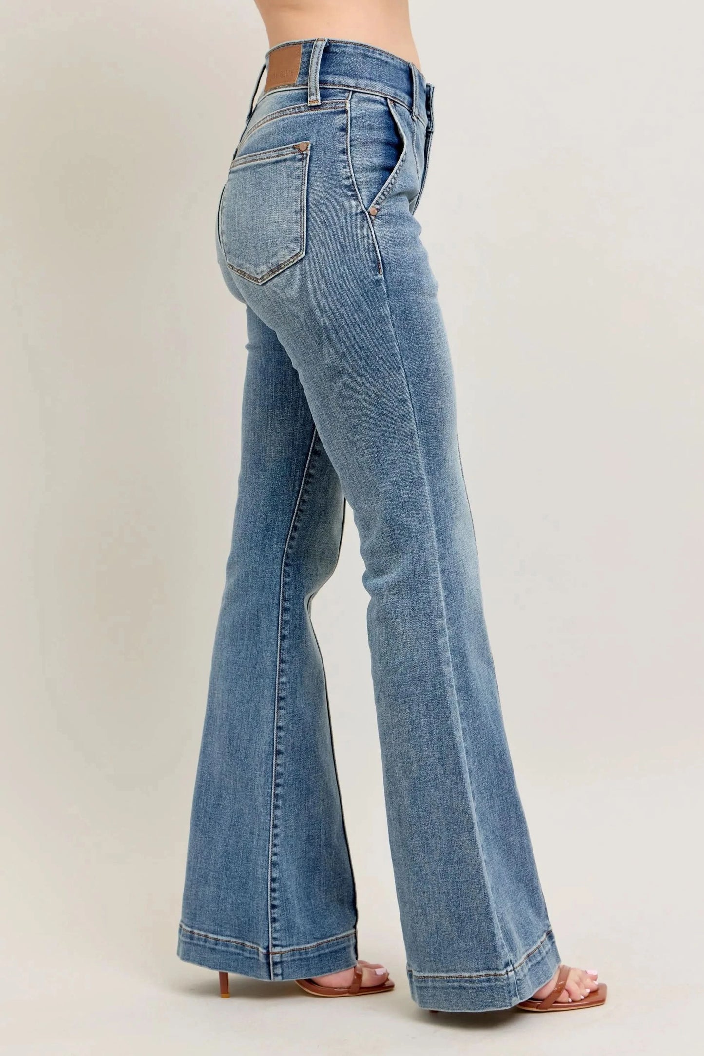Judy Blue Full Size High-Waist Flare Denim Jeans with Front Seam Detail