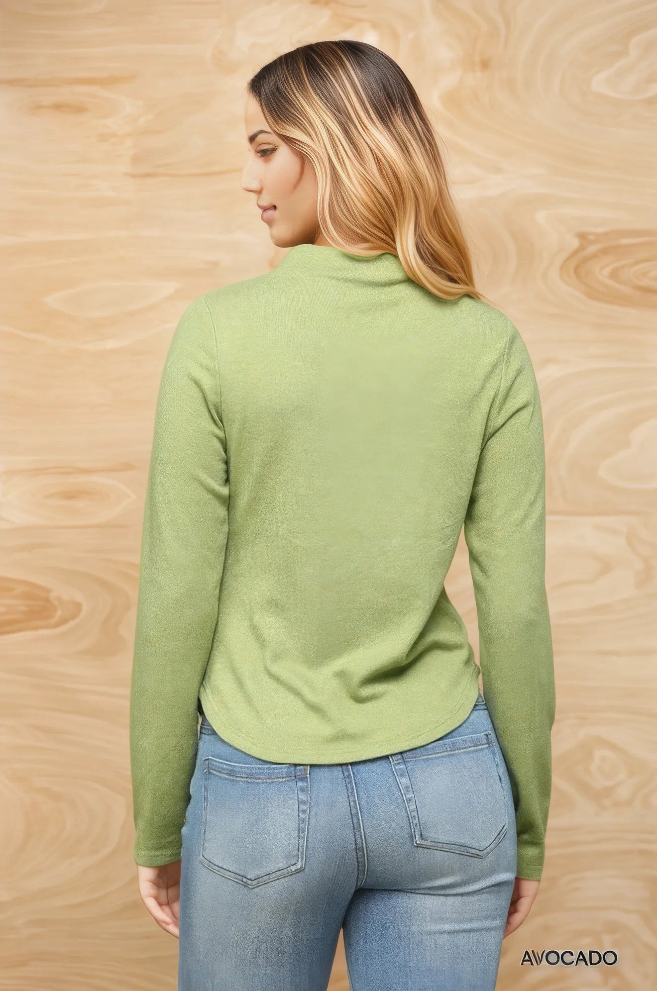 Solid And Cozy Soft Knit Mock Neck Top With Side Ruched Detail