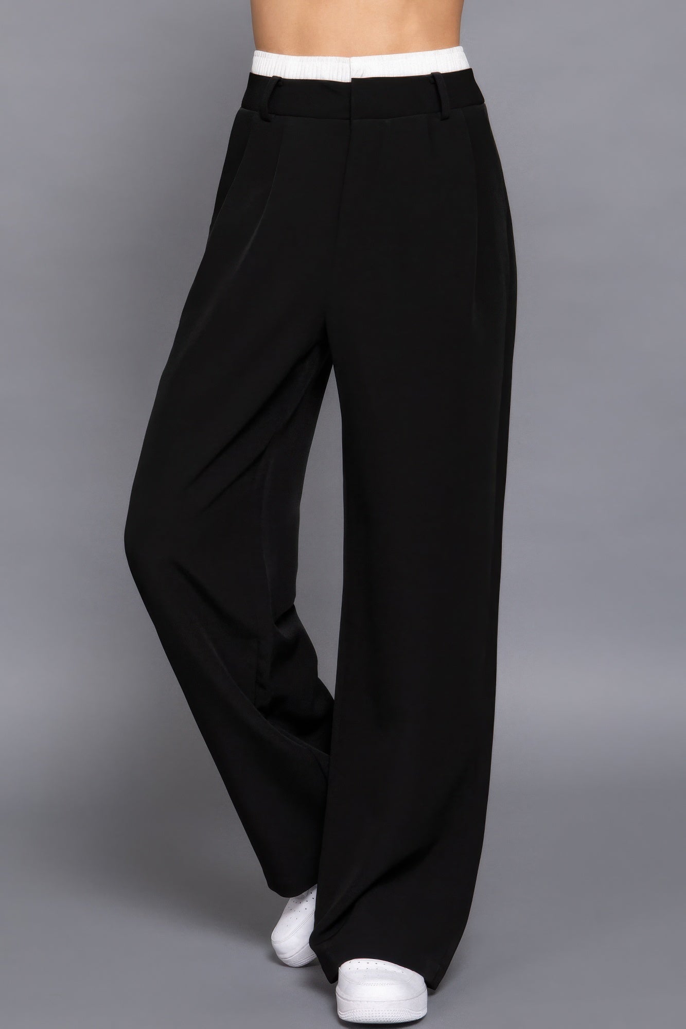 Contrast Waist Boxer Straight Long Pants L