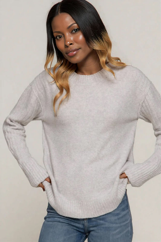 Long Slv Mock Neck Raised Seam Sweater L