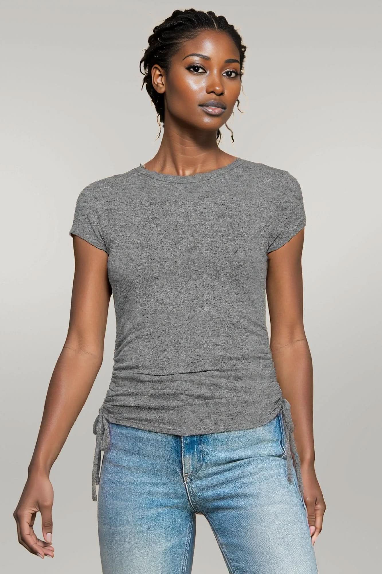 Side Ruched Detail Top L