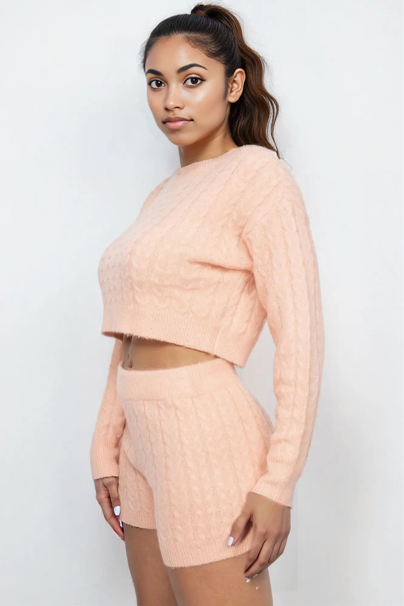 Ribbed Crop Top And Shorts Set