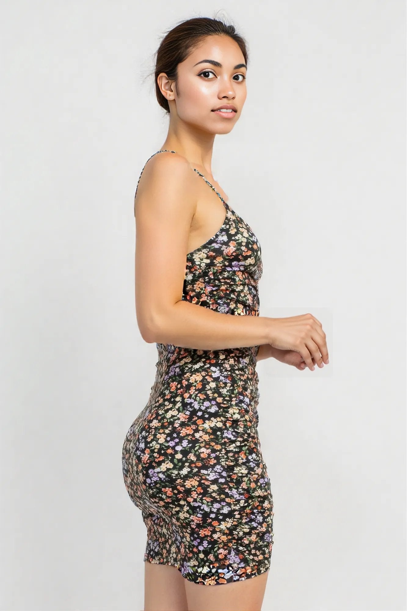 Ruched Floral Cami Dress