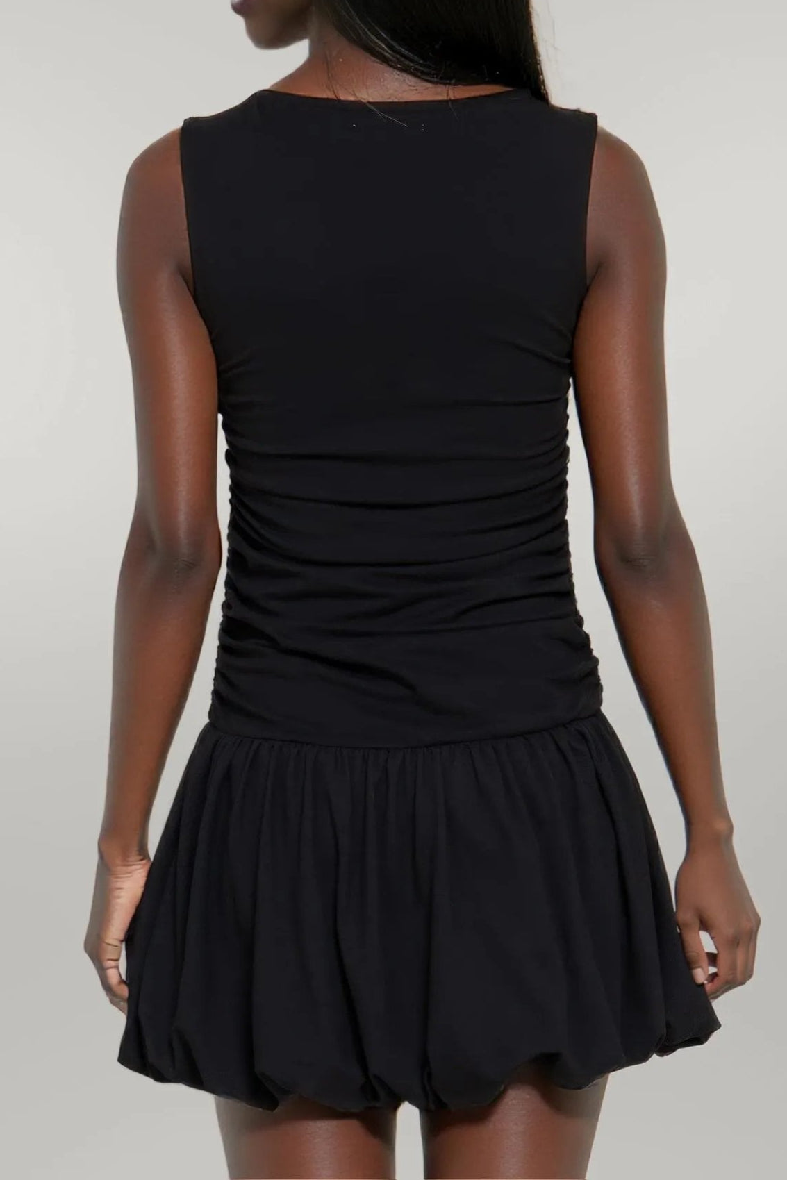 Sleeveless Boat Neck Voluminous Mini Dress