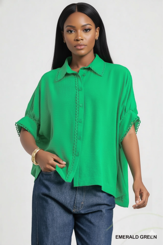Fresh Flair Scallop Trim Blouse