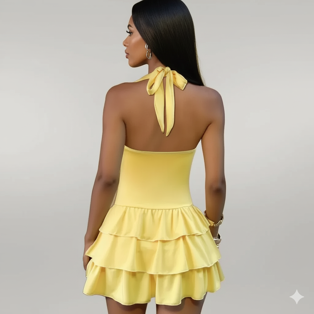 Cinching Puffy Short Dress