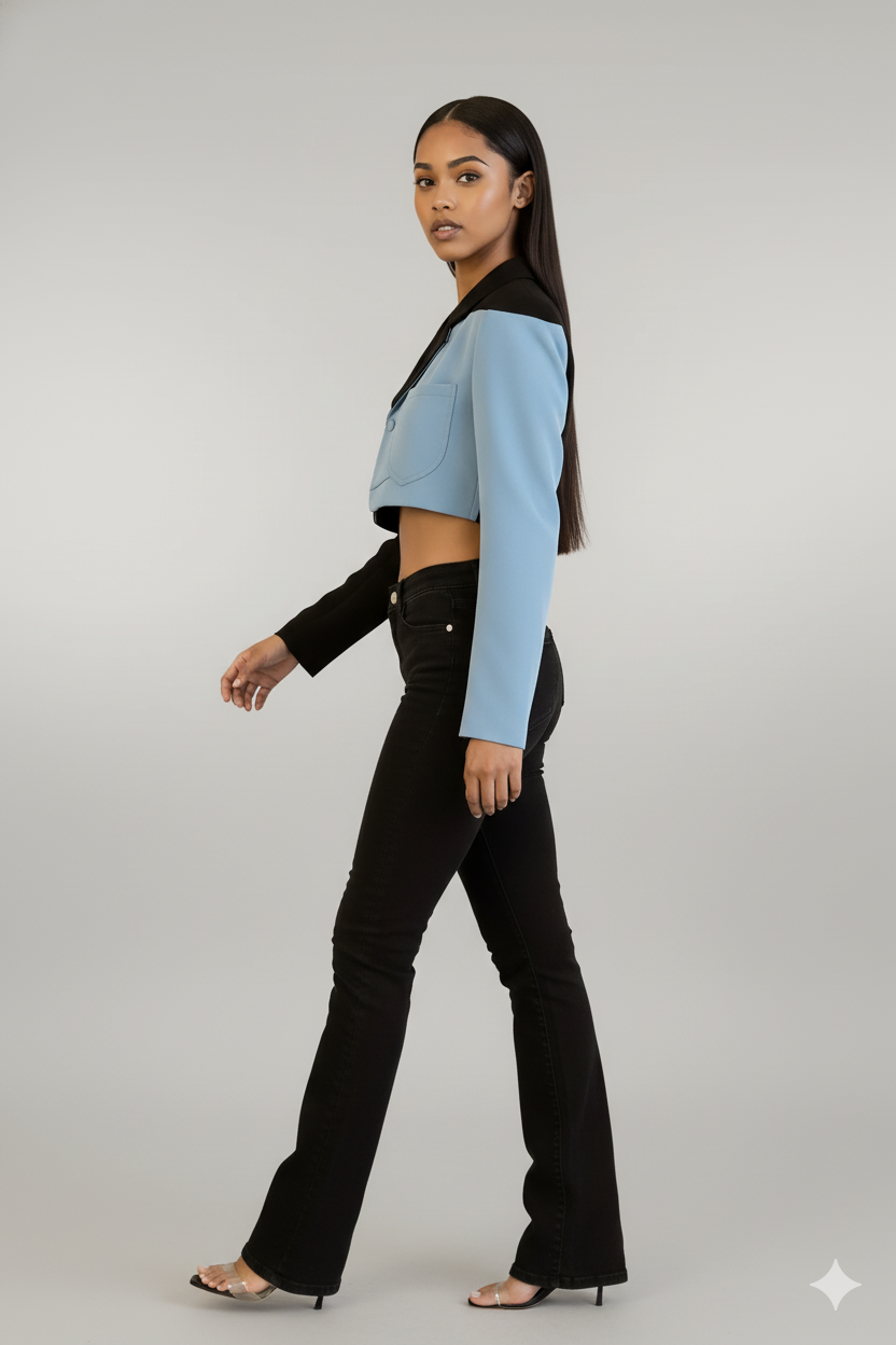 Short Color Block Blazer