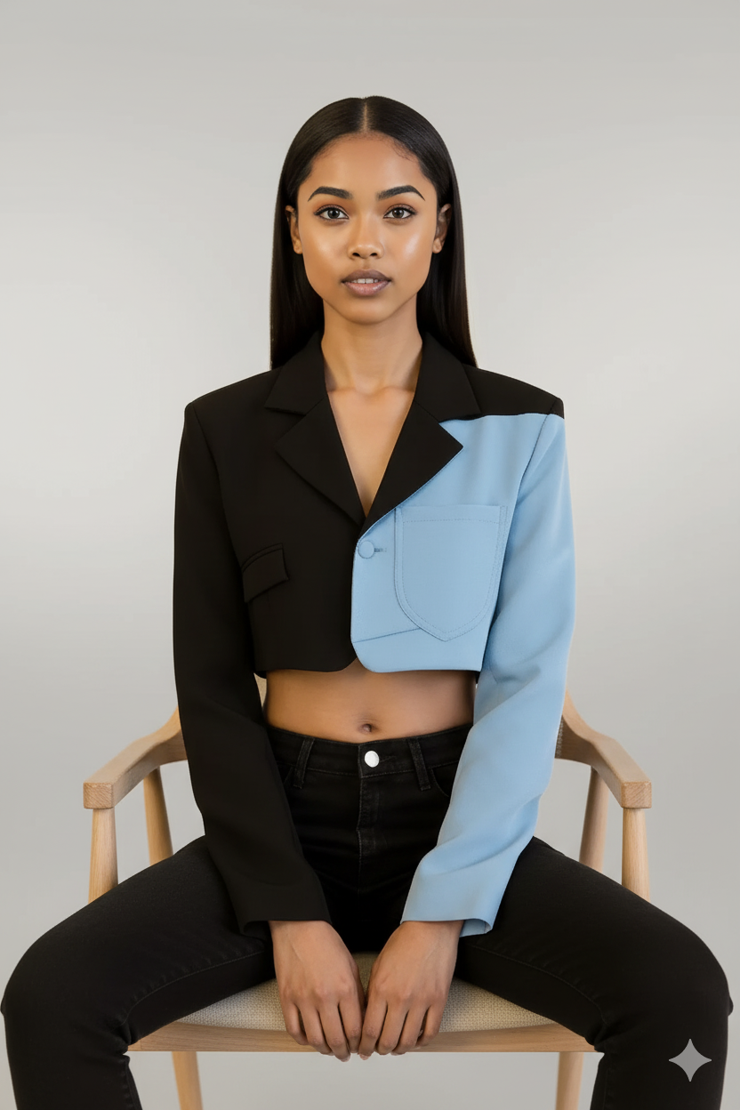 Short Color Block Blazer