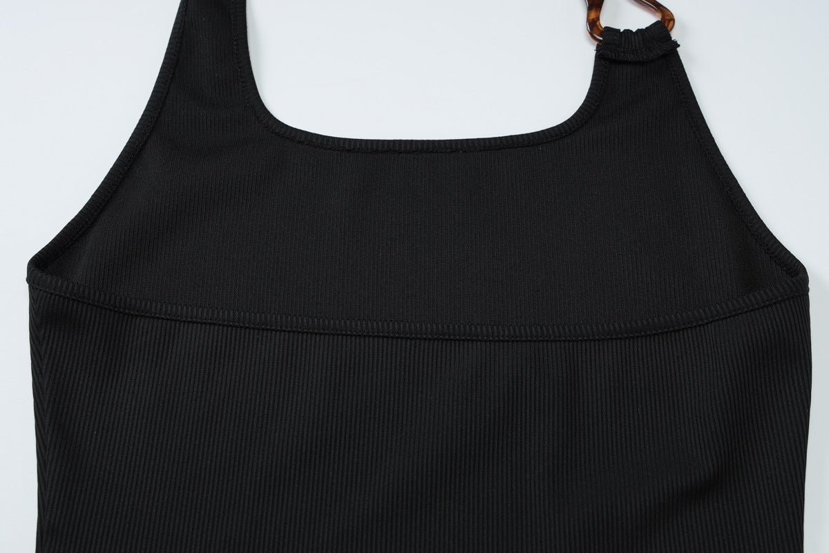 U Collar Halter Spaghetti Straps Top