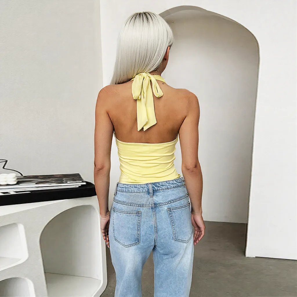 Halter Lace up Camisole Women Sexy Top