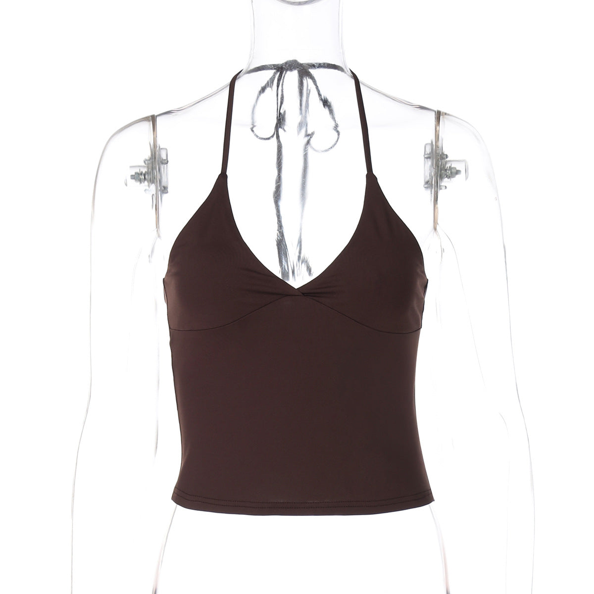 V neck Halter Lace up Slim Fit Vest
